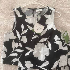 Kate Spade Monochrome Floral Sleeveless Blouse